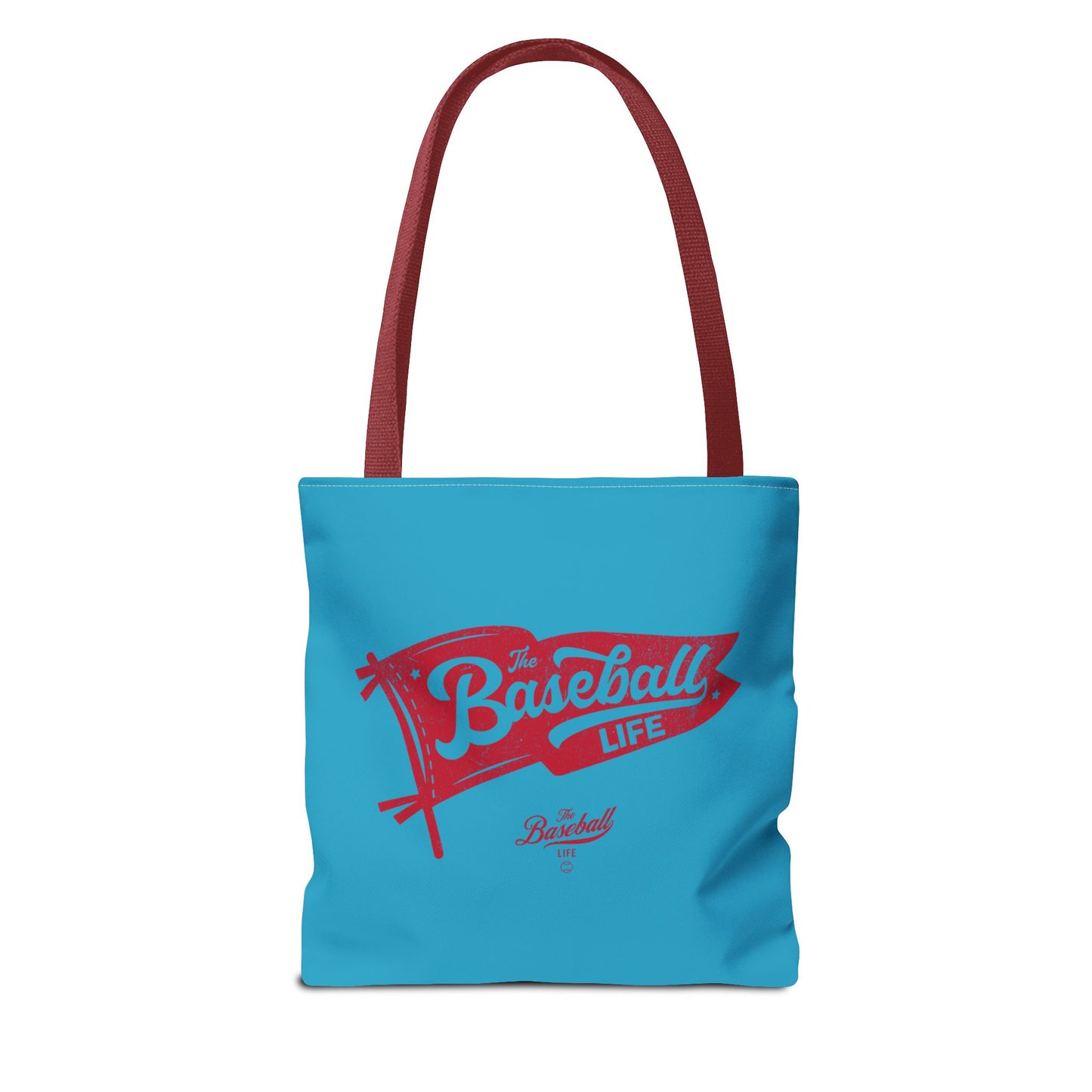 Vintage Pennant Tote Bag_Red Print on Turquoise