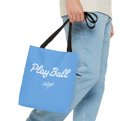 Play Ball Tote Bag_Carolina Blue with White Print
