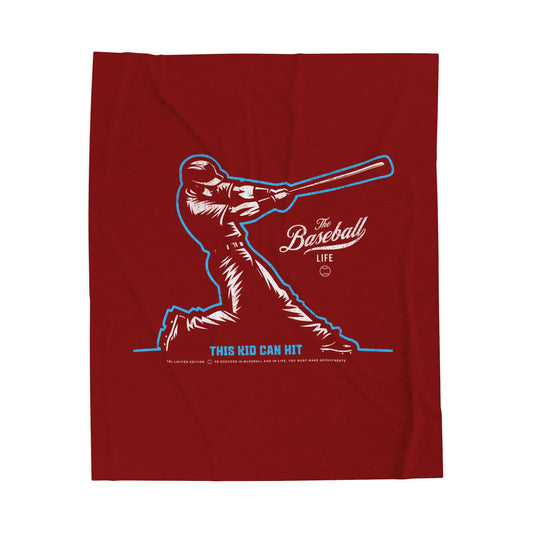 Velveteen Plush Blanket_This Kid Can Hit_Maroon