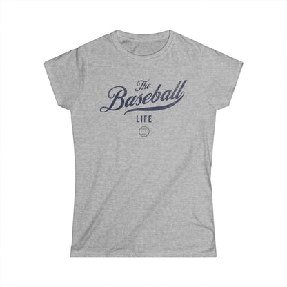 The Baseball Life Classic Script Tee_Women's_Navy Print