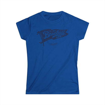 Women's Vintage Baseball Pennant T-Shirt - Navy Print