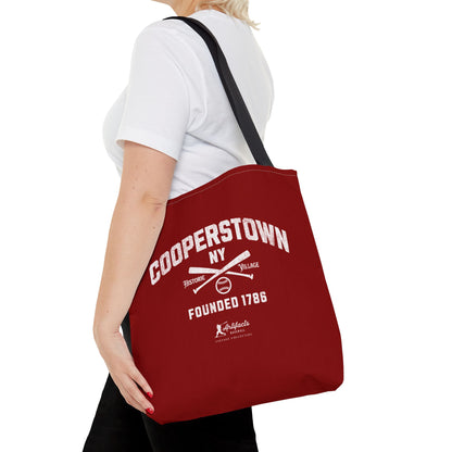 Cooperstown, NY Tote Bag_Maroon w White Print