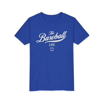 Youth The Baseball Life Classic Script T-Shirt_White Print