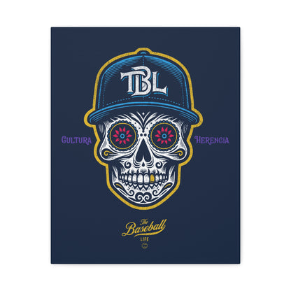Beisbol Sugar Skull Series_Player 1 Wall Art Canvas_Navy