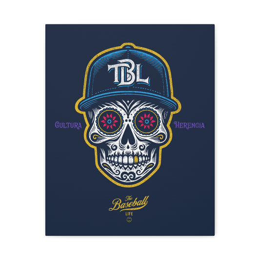 Beisbol Sugar Skull Series_Player 1 Wall Art Canvas_Navy