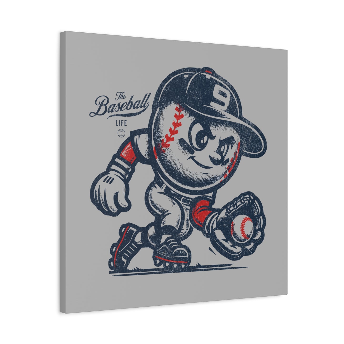 Mr. Baseball Mascot Fielding Wall Art Canvas