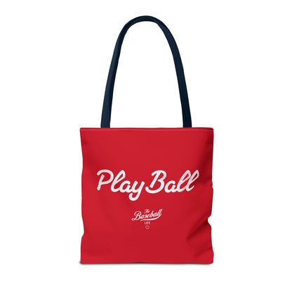 Play Ball Tote Bag_Red with White Print