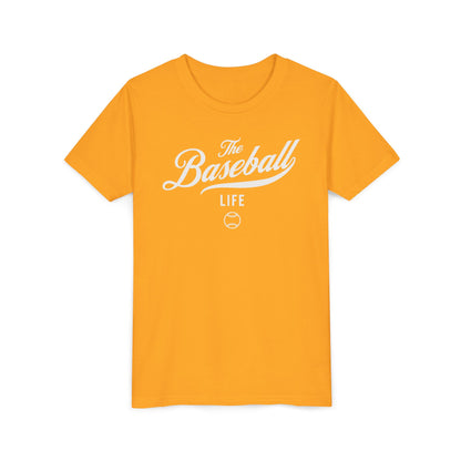 Youth The Baseball Life Classic Script T-Shirt_White Print
