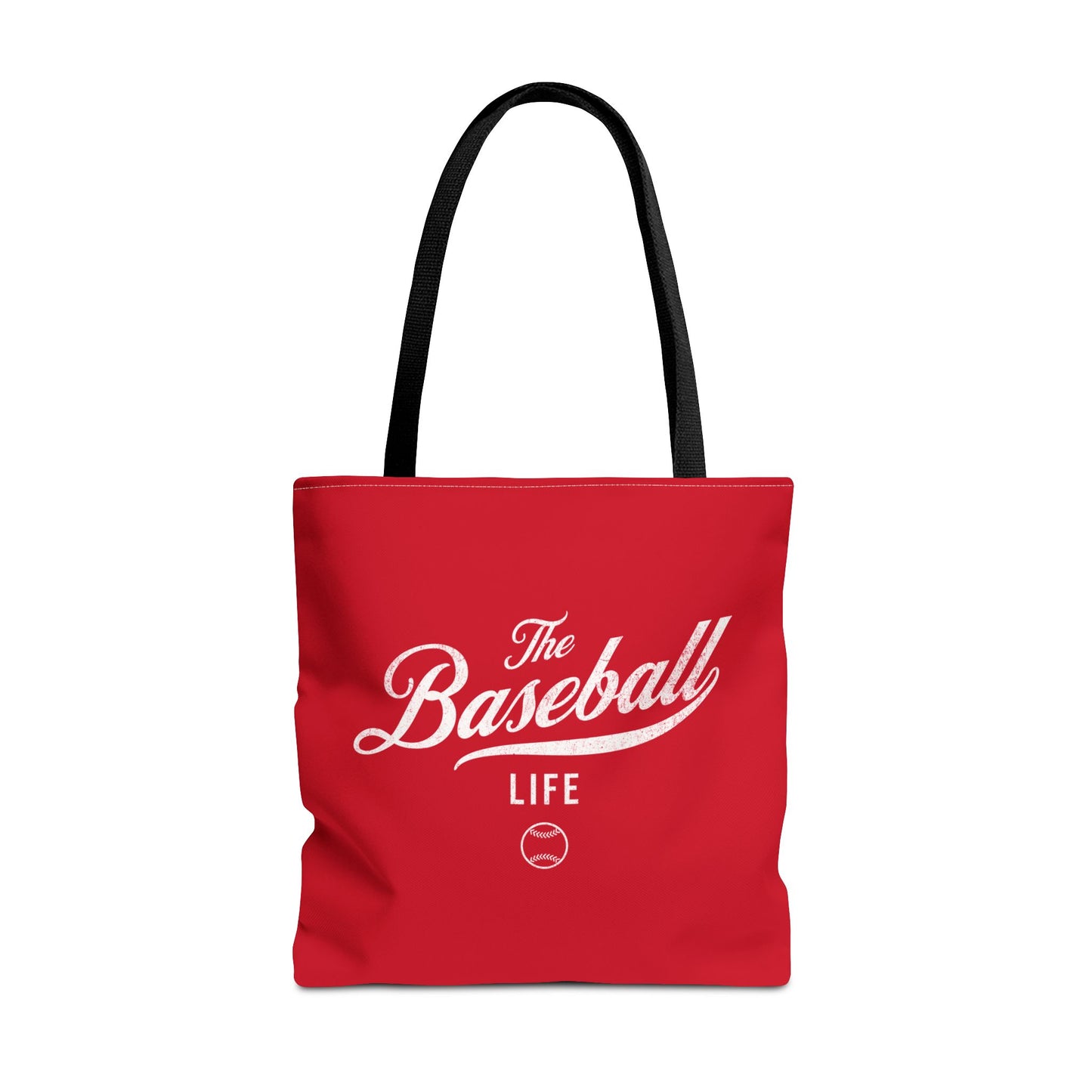 The Baseball Life Tote Bag_Red w White Print
