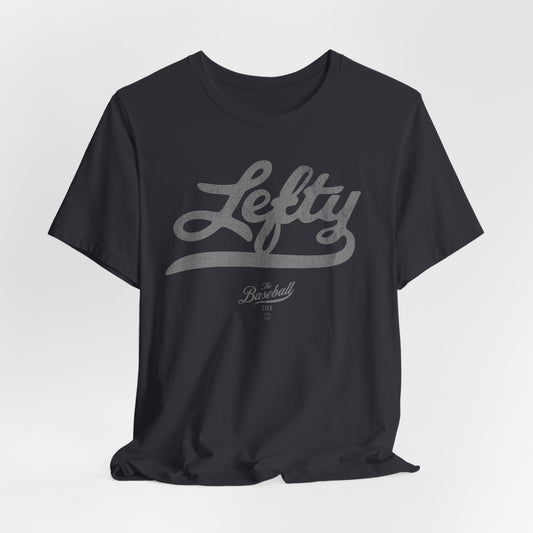 Lefty Baseball T-Shirt - Charcoal Gray Print