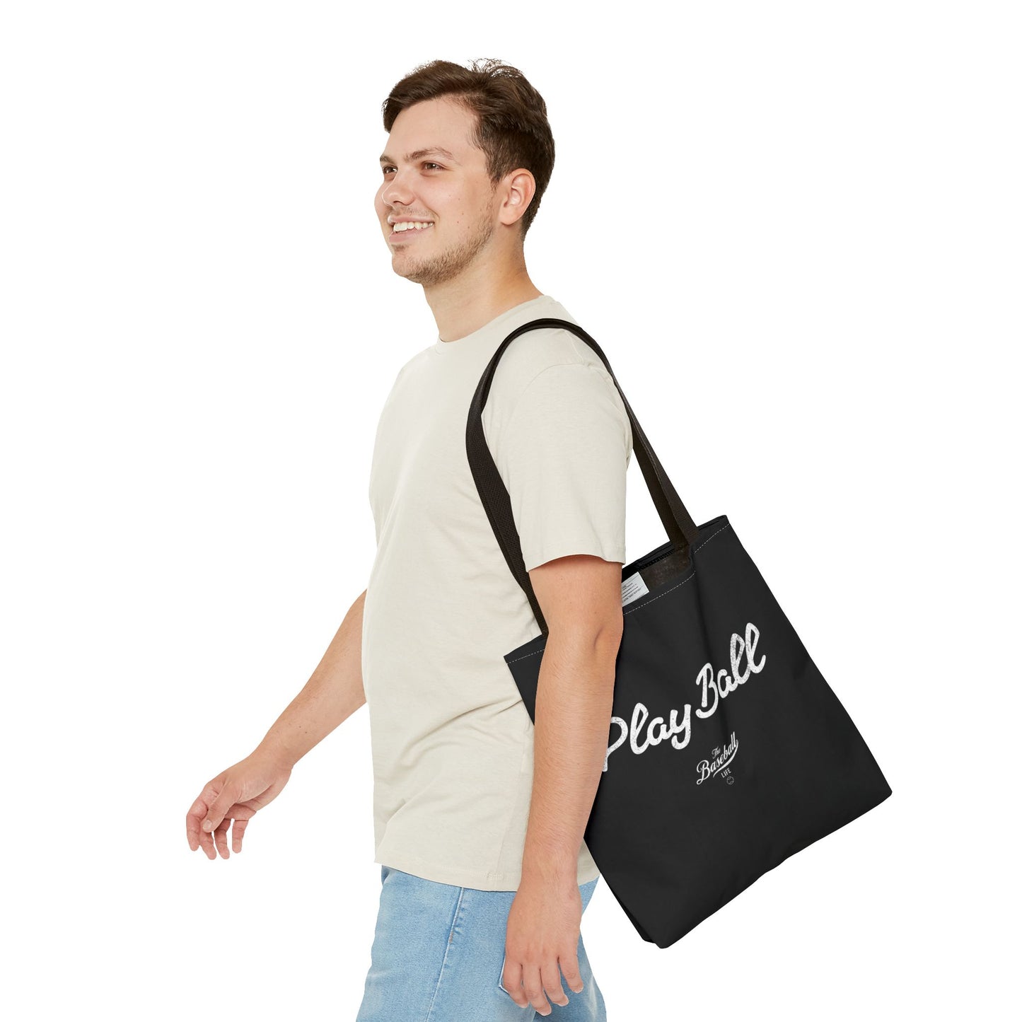 Play Ball Tote Bag_Black with White Print