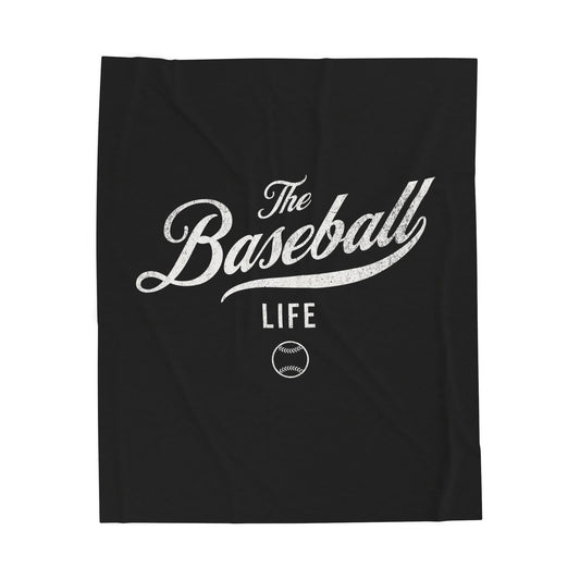 Velveteen Plush Blanket_Black with White Print