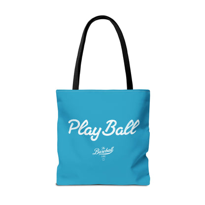 Play Ball Tote Bag_Turquoise with White Print
