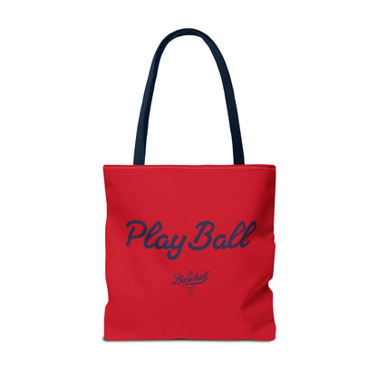 Play Ball Tote Bag_Red with Navy Print
