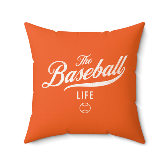 The Baseball Life Accent Pillow_Orange w White Print