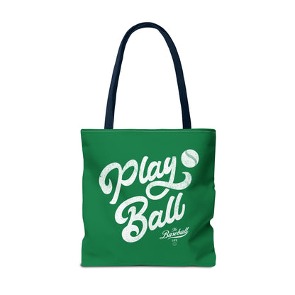 Play Ball Script Tote Bag_Green