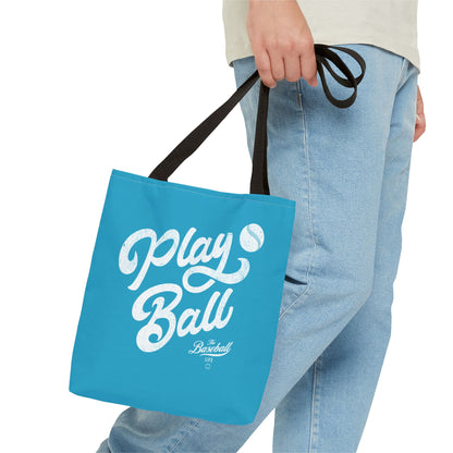 Play Ball Script Tote Bag_Turquoise