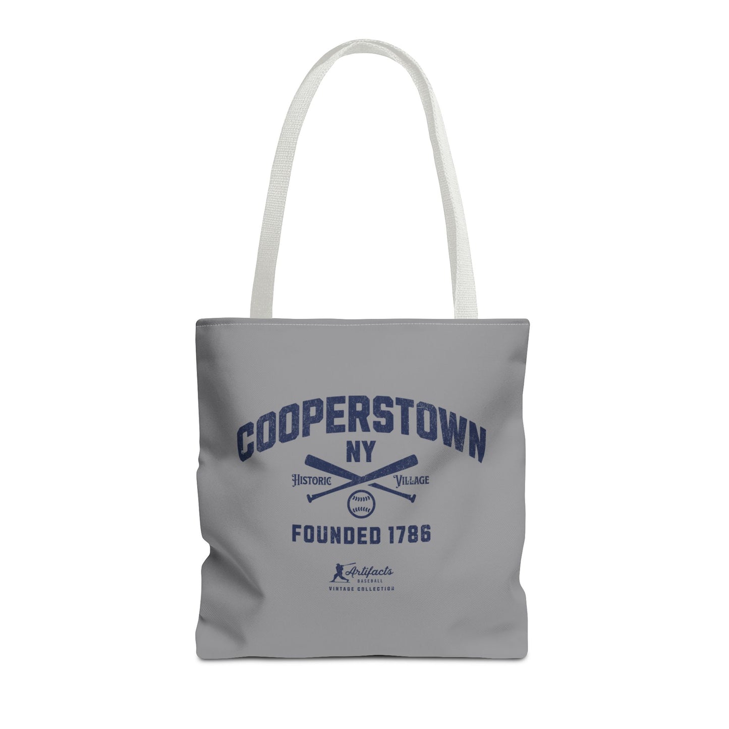 Cooperstown, NY Tote Bag_Gray w Navy Print