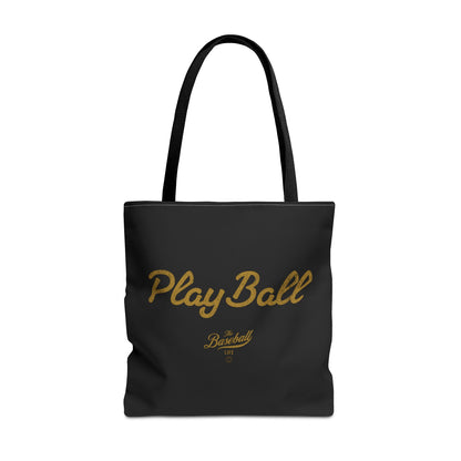 Play Ball Tote Bag_Black with Old Gold Print