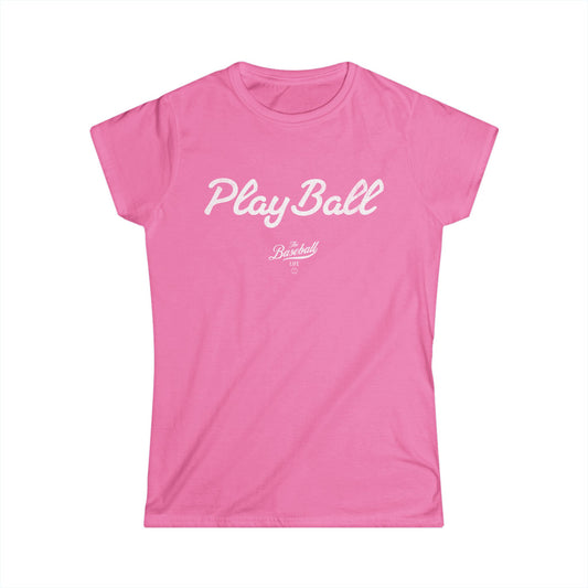 Women's Play Ball Baseball Font T-Shirt