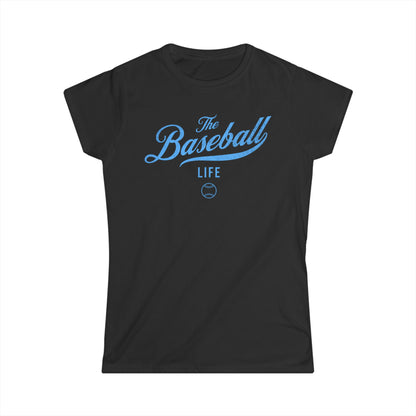 The Baseball Life Classic Script Tee_Women's_Carolina Blue Print