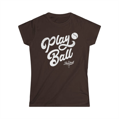 Women's Play Ball Script Baseball T-Shirt