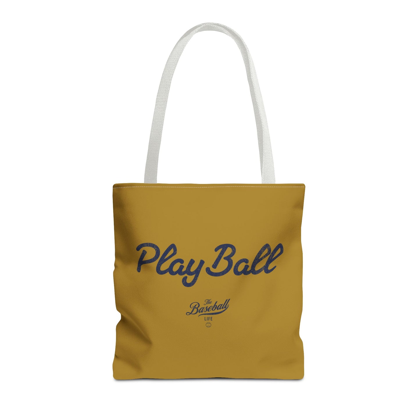 Play Ball Tote Bag_Old Gold with Navy Print