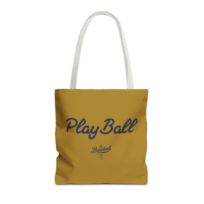 Play Ball Tote Bag_Old Gold with Navy Print