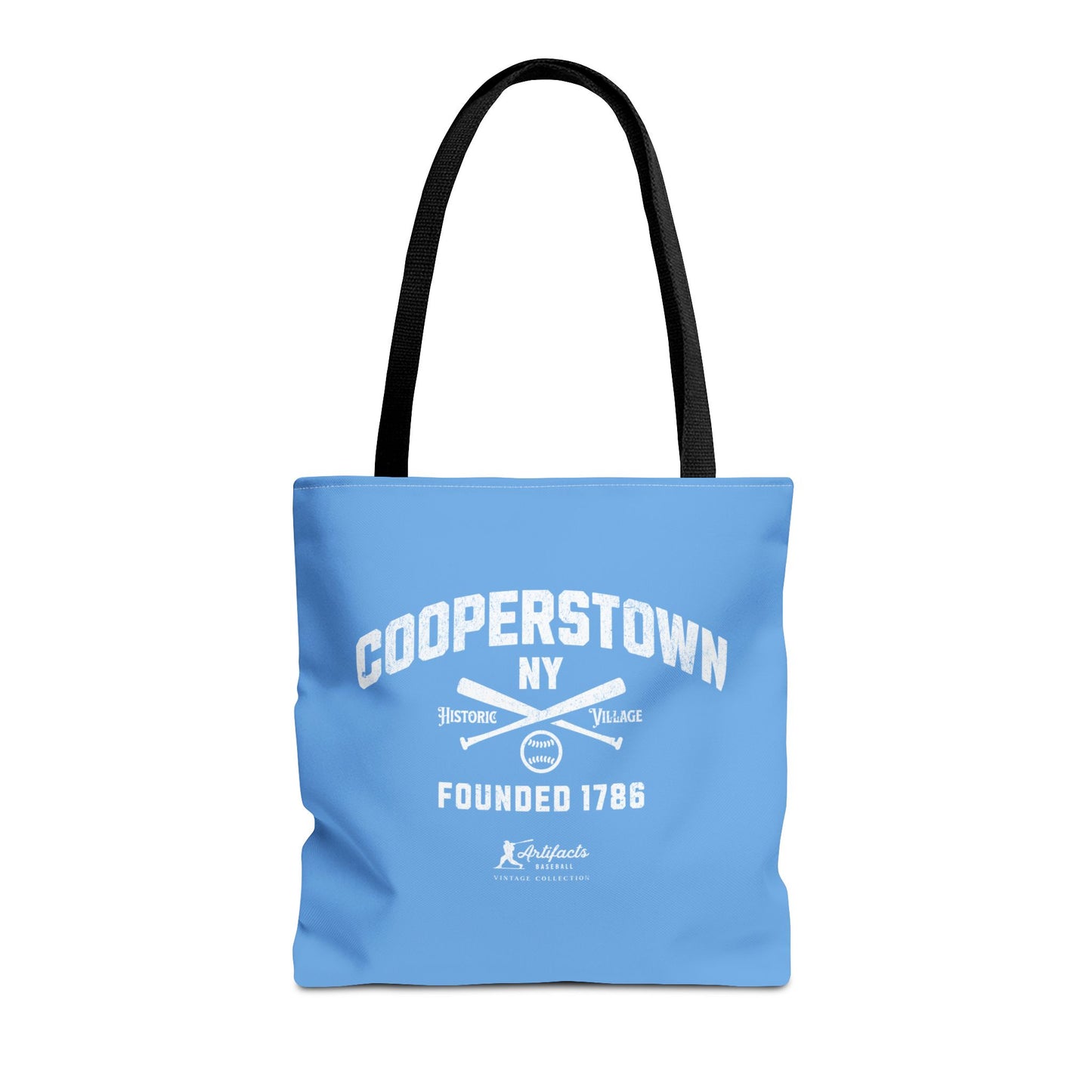 Cooperstown, NY Tote Bag_Carolina Blue w White Print