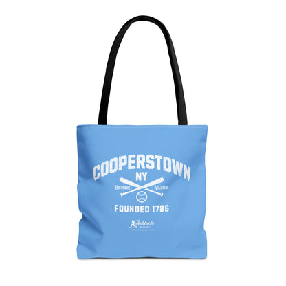 Cooperstown, NY Tote Bag_Carolina Blue w White Print