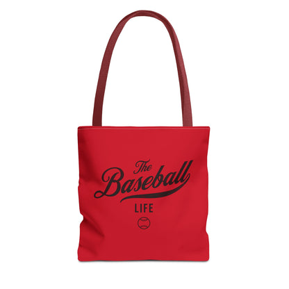 The Baseball Life Tote Bag_Red w Black Print
