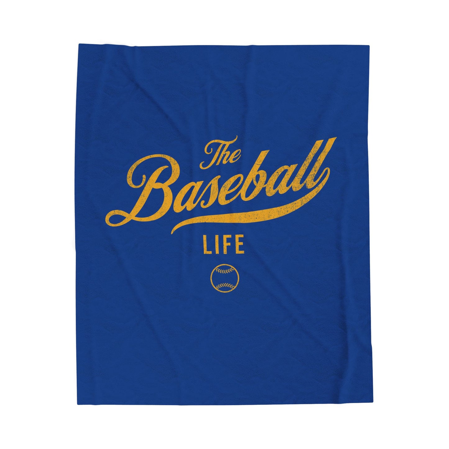 Velveteen Plush Blanket_Royal Blue with Yellow Gold Print