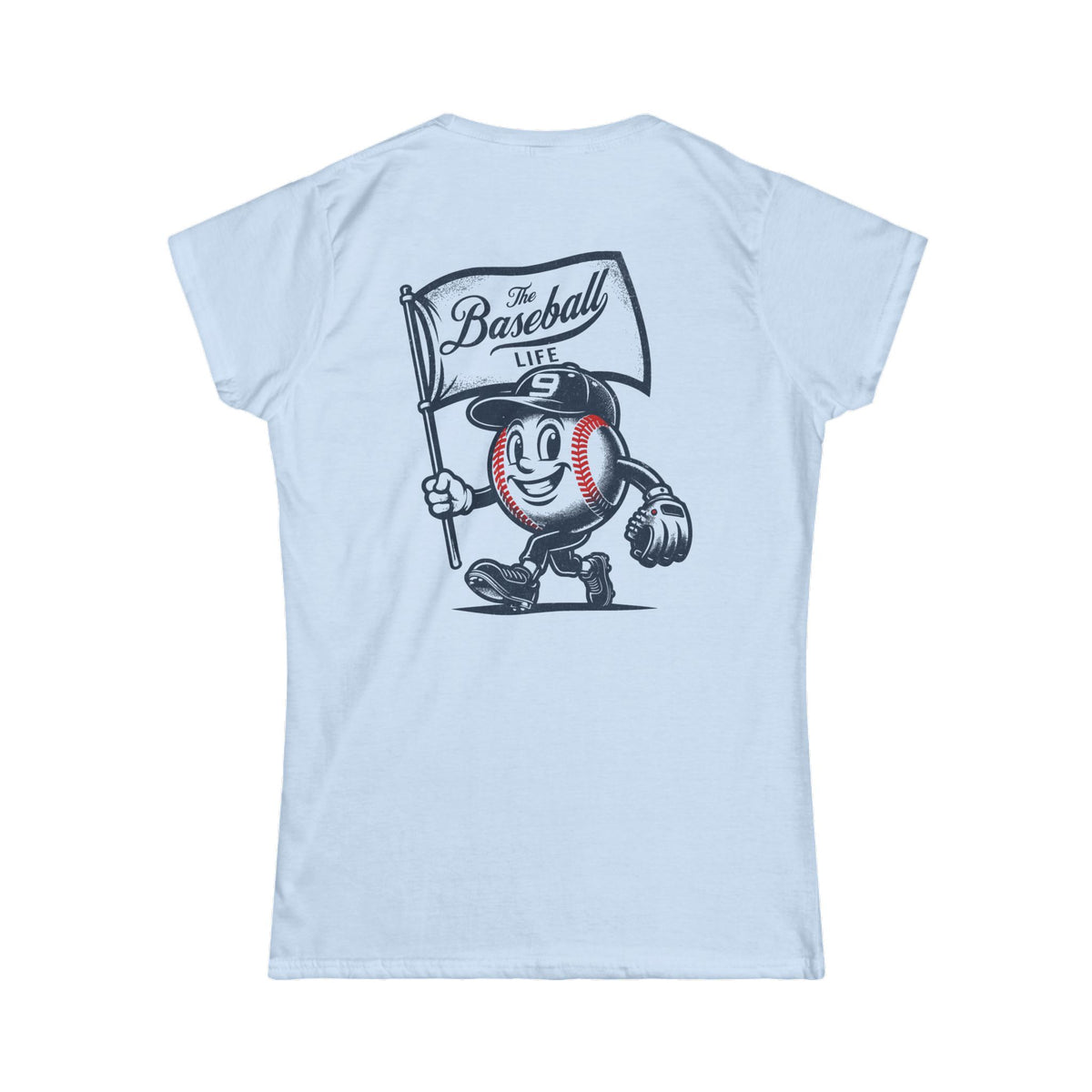 Mr. Baseball Mascot Flying Flag Women's T-Shirt