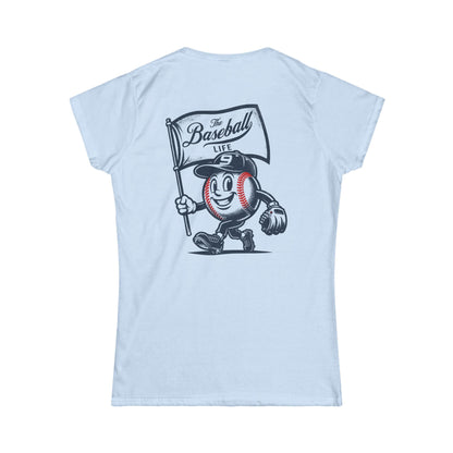 Mr. Baseball Mascot Flying Flag Women's T-Shirt