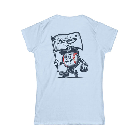 Mr. Baseball Mascot Flying Flag Women's T-Shirt