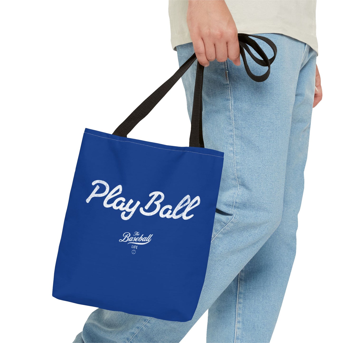 Play Ball Tote Bag_Royal Blue with White Print
