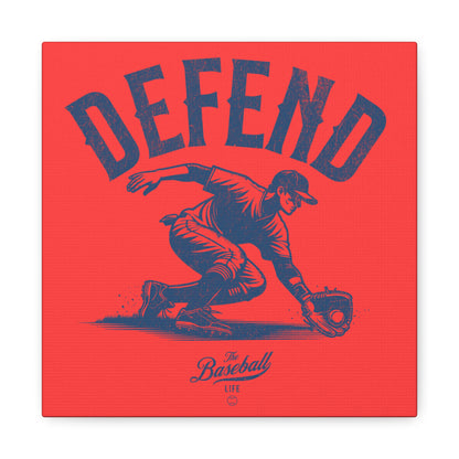 Defend Infielder Wall Art Canvas_Coral Red