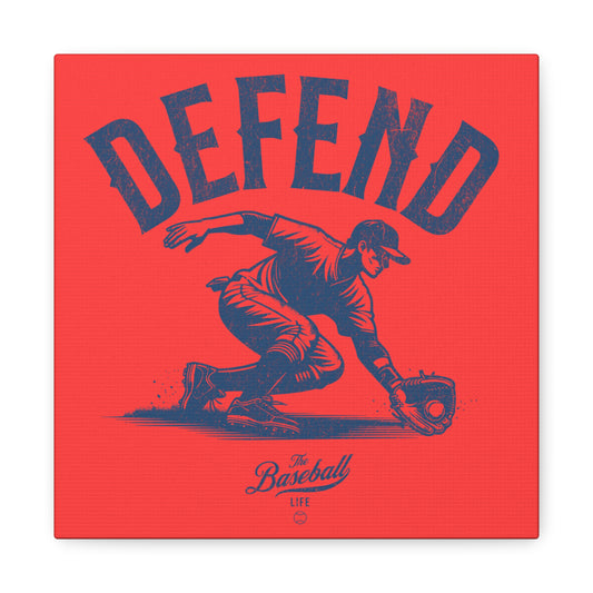 Defend Infielder Wall Art Canvas_Coral Red