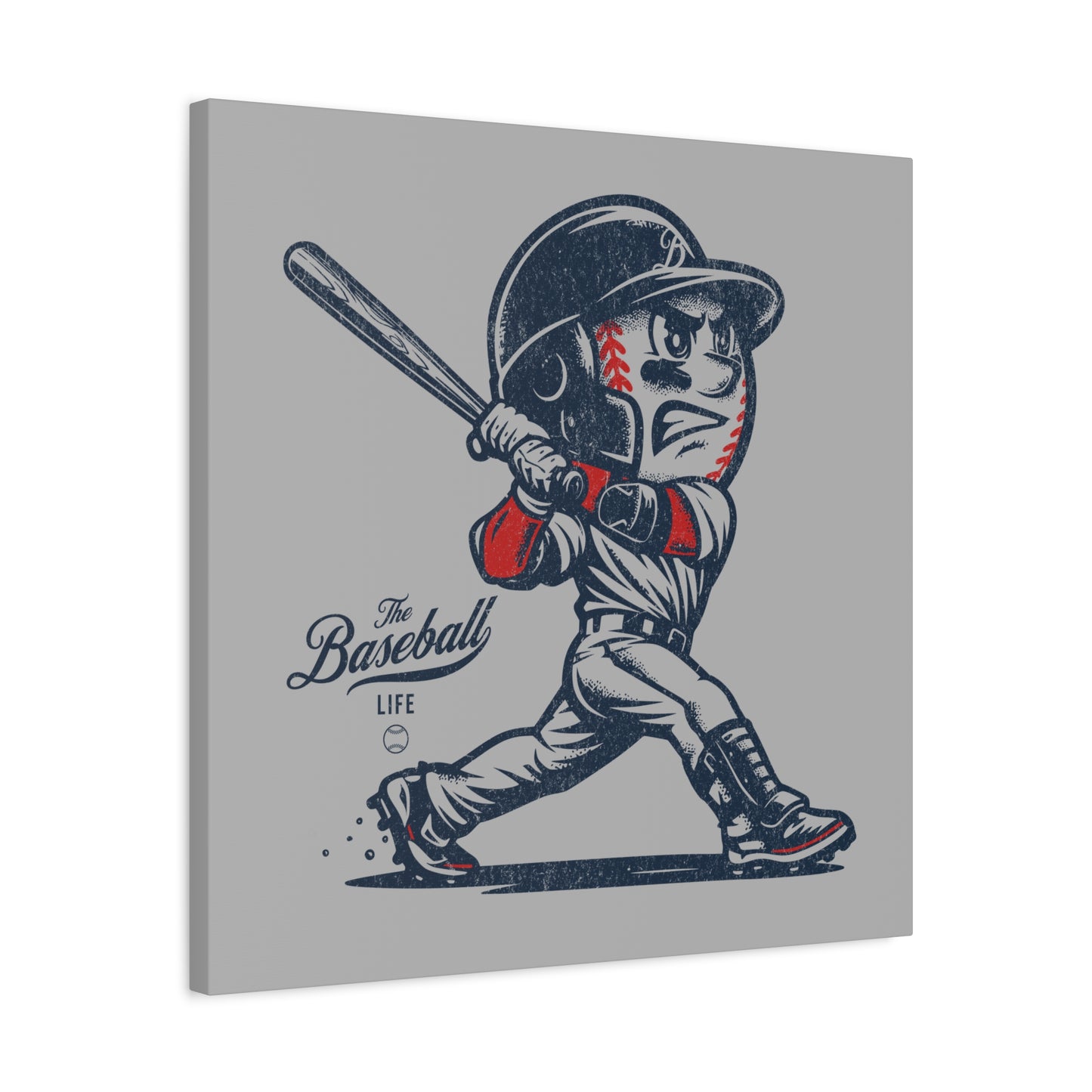 Mr. Baseball Mascot Home Run Wall Art Canvas