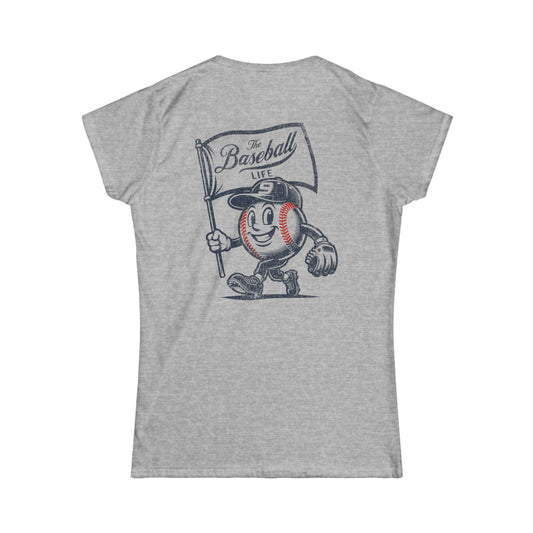 Women's Mr. Baseball Mascot Flying Flag T-Shirt