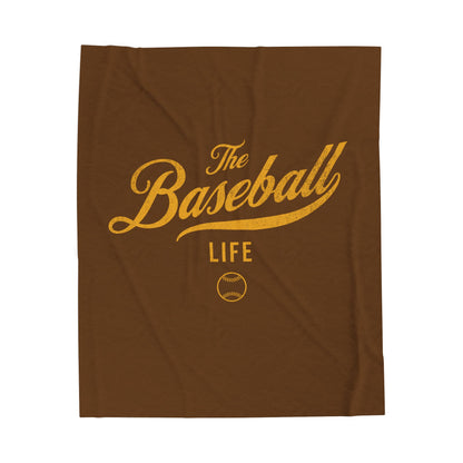 Velveteen Plush Blanket_Brown with Yellow Gold Print