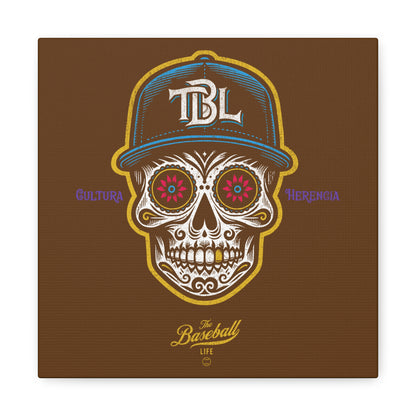 Beisbol Sugar Skull Series_Player 1  Wall Art Canvas_Brown