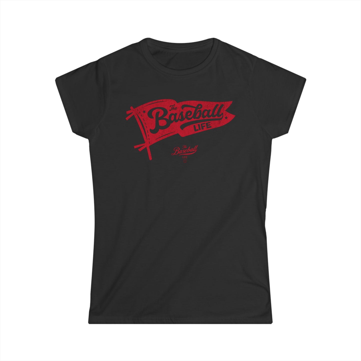 Women's Vintage Baseball Pennant T-Shirt - Red Print