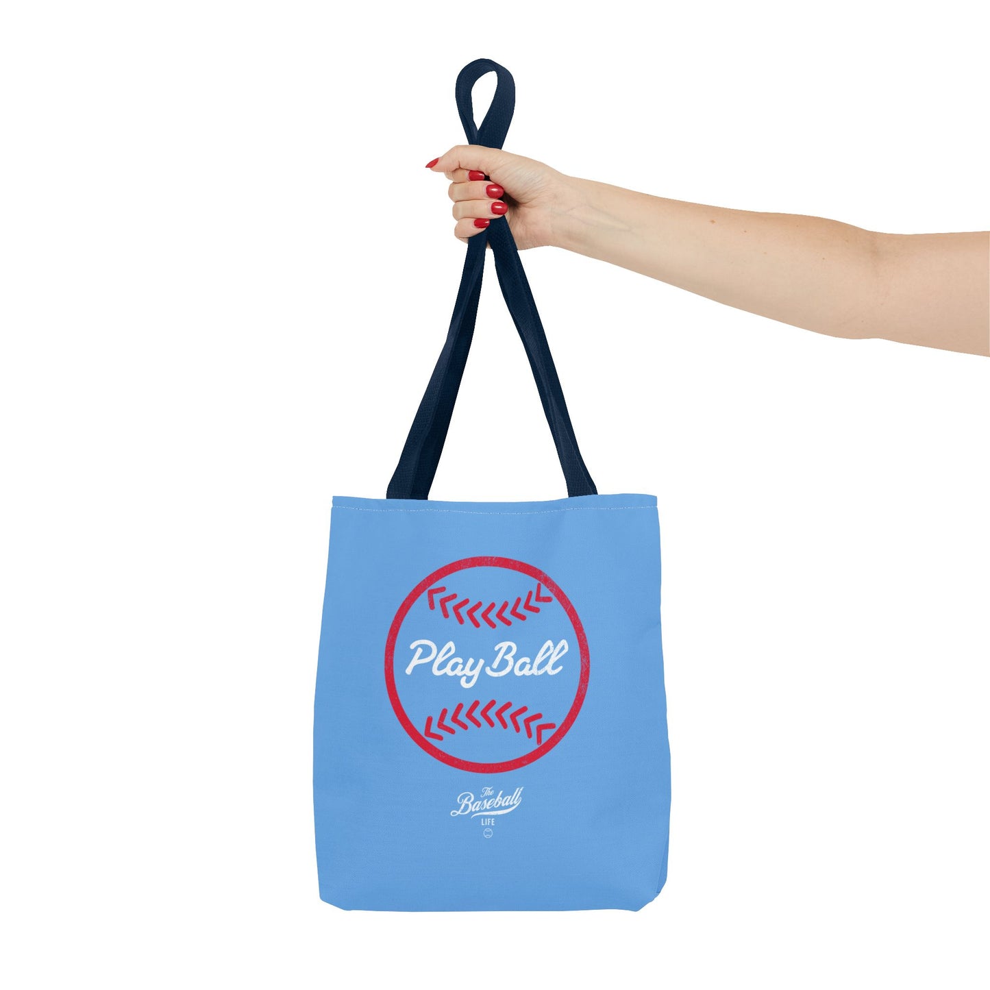 Baseball Icon Play Ball Tote Bag_Carolina Blue