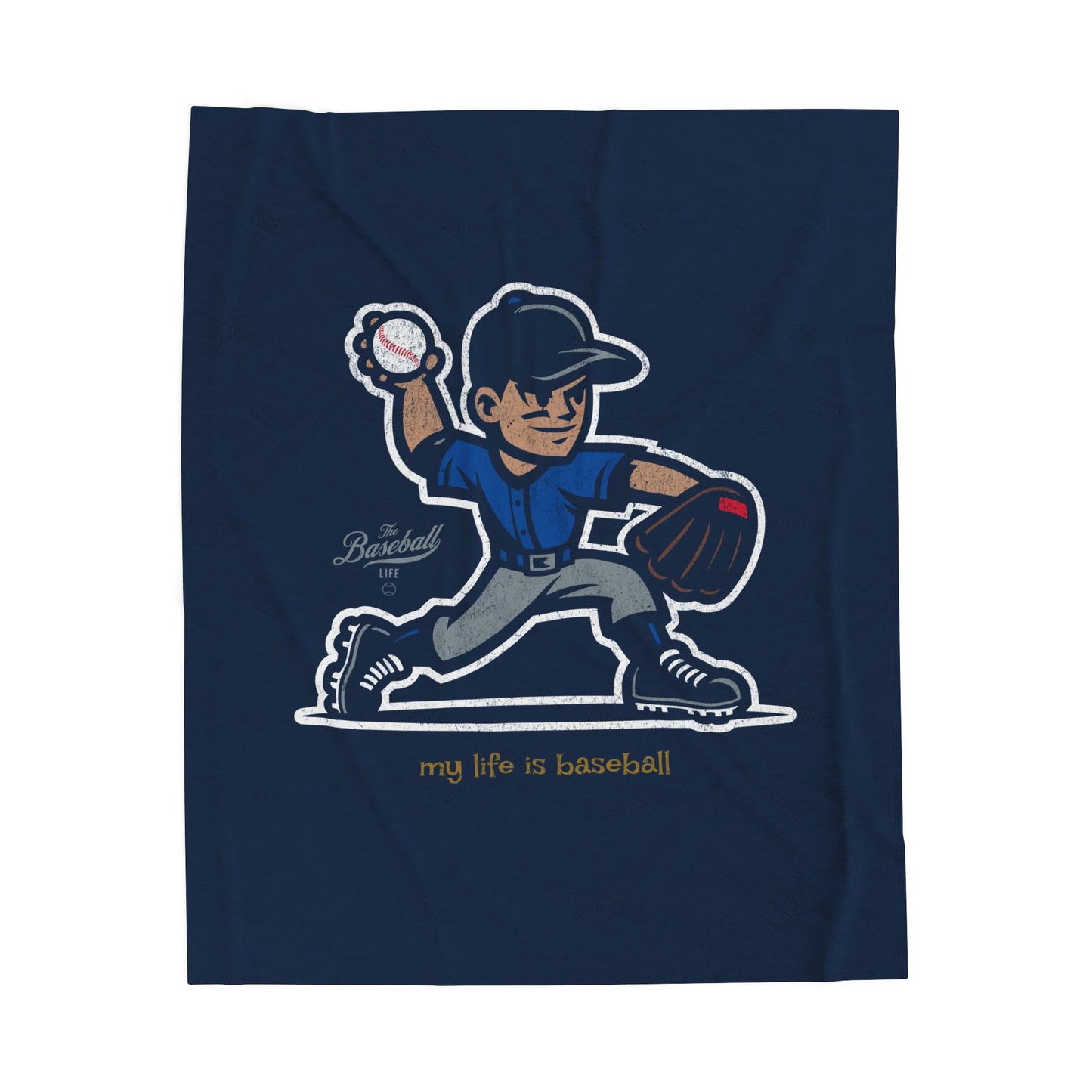 Velveteen Plush Blanket_My Life Is Baseball Royal Blue Jersey