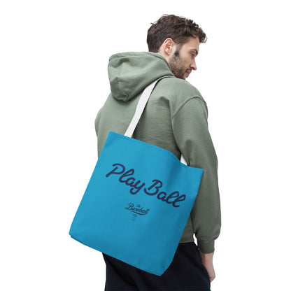 Play Ball Tote Bag_Turquoise with Navy Print