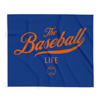 Fleece Blanket_Royal Blue w Orange Print