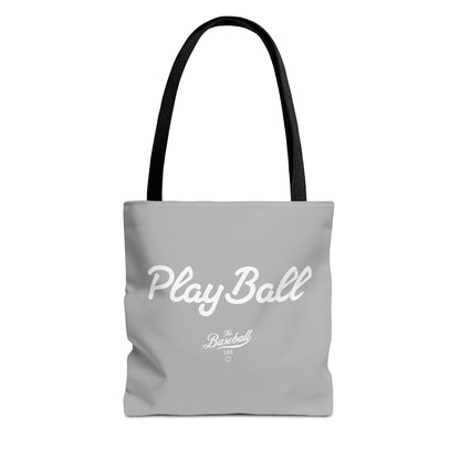 Play Ball Tote Bag_Light Gray with White Print