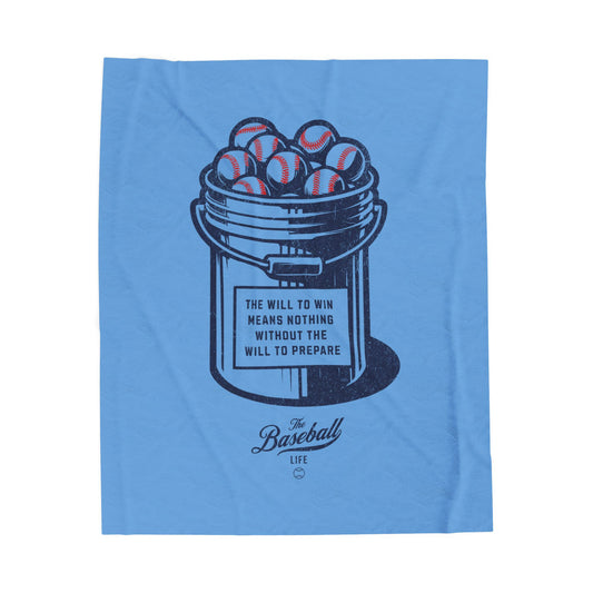 Velveteen Plush Blanket_Bucket of Balls (The Will To Prepare)_Carolina Blue
