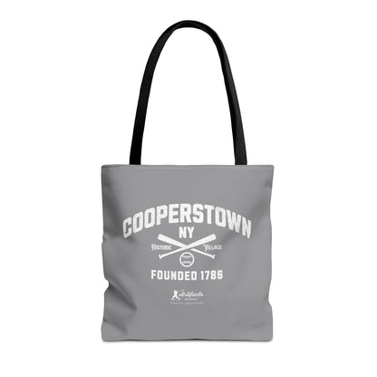 Cooperstown, NY Tote Bag_Gray w White Print